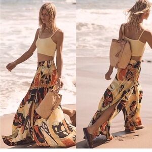 Free People Multi-Color Boho wide leg pants.